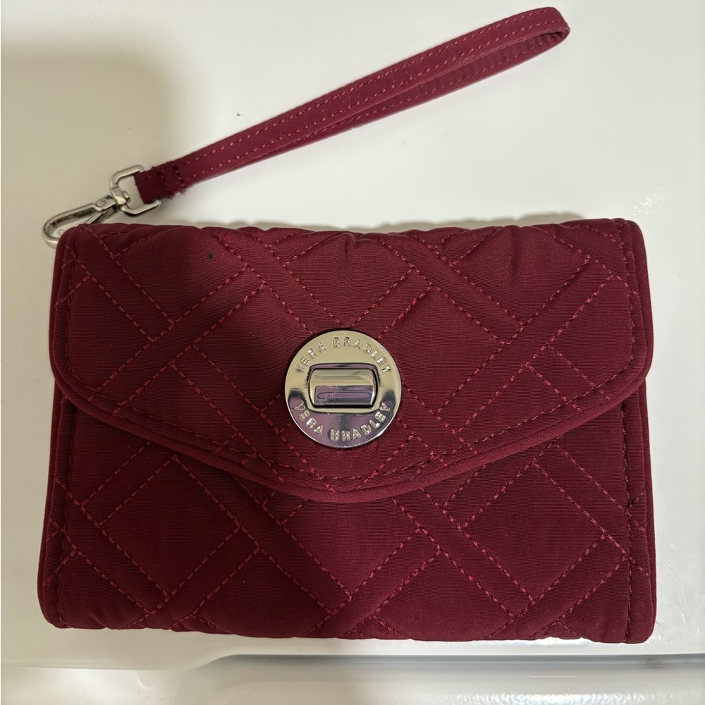 Vera Bradley Burgundy Quilted Wristlet